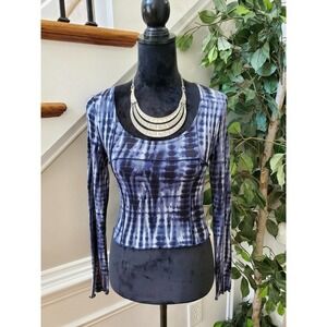 Top Shop Women's Blue Viscose Scoop Neck Long Sleeve Pullover Top Shirt Size 4